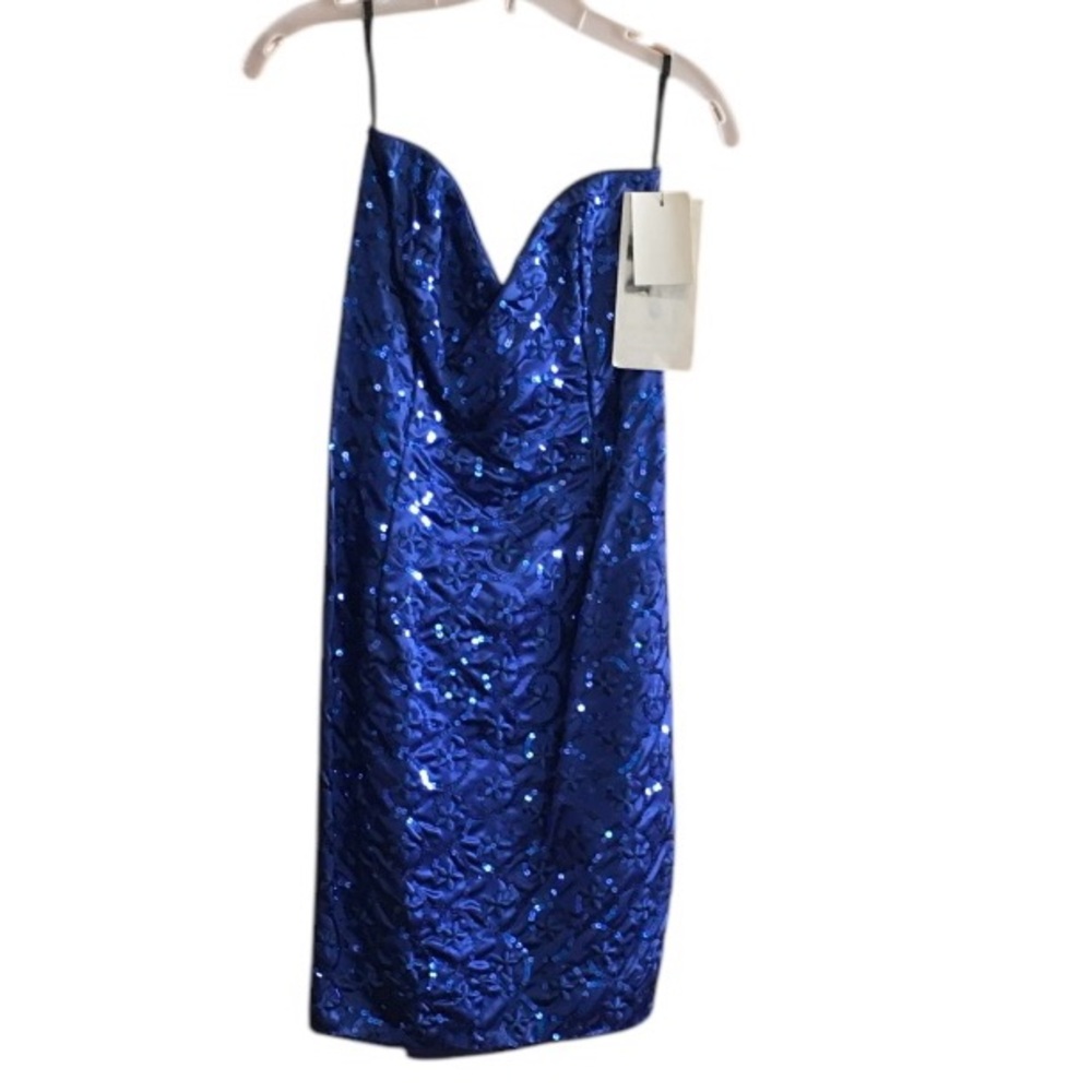 Jessica McClintock strapless blue sequined  Gunne Sak dress